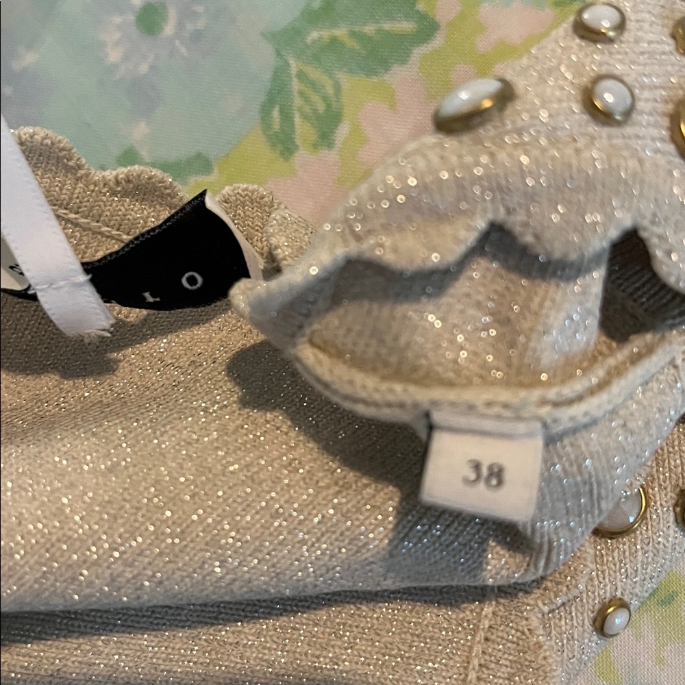Sandro | Ariane Faux Pearl-Embellished Knitted Dress Gold Metallic Size 38/6 - Picture 14 of 15